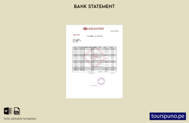 listo para imprimir plantilla de word   extracto bancario falso de India Rupali 